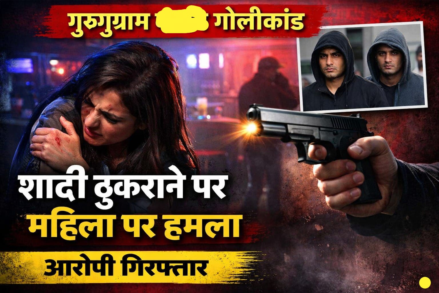 Gurugram| 25 साल की शादीशुदा महिला को,  शादी का प्रस्ताव ठुकराने पर मारी गोली, नाजुक हालत, आरोपी गिरफ्तार